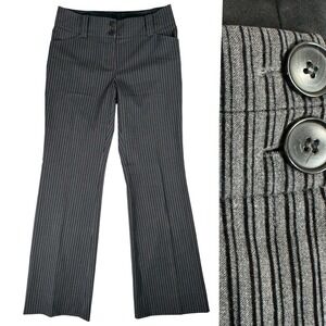 Per Se Carlisle Silk & Wool Flare Dress Pants Size 4 Pinstripe Gray Black Luxury
